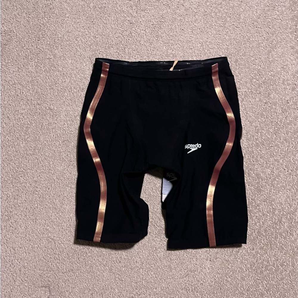 Speedo Black Tech Suit  with Copper Stripes